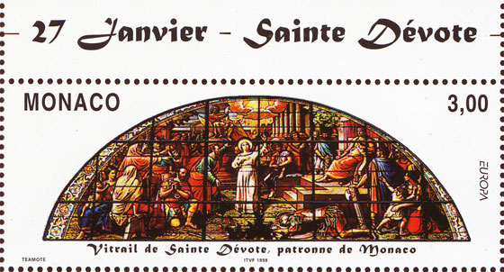Vitrail de la chapelle Saint-Jean-Baptiste du palais princier donnant sur la Cour d