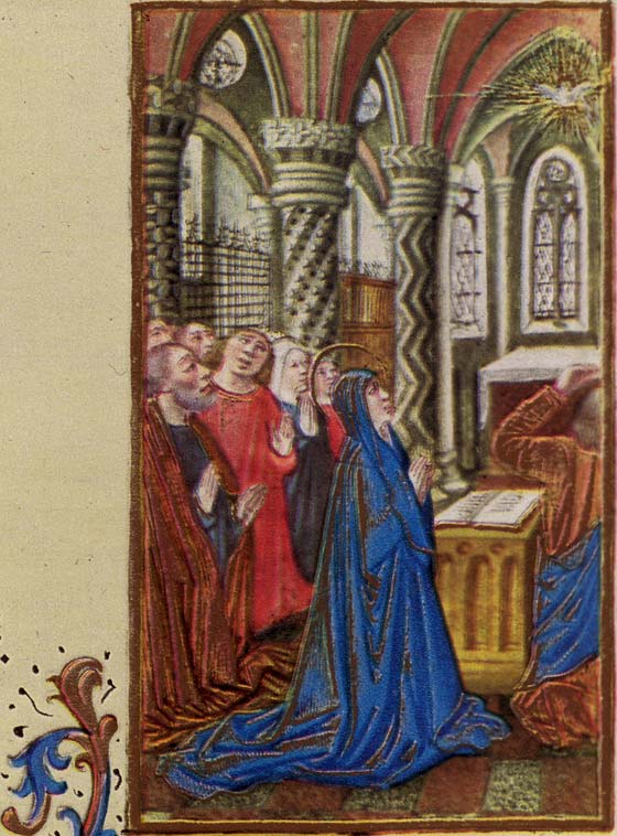 « Les Très Riches Heures du duc de Berry » (1416)En-tête de la Messe de la Pentecôte.